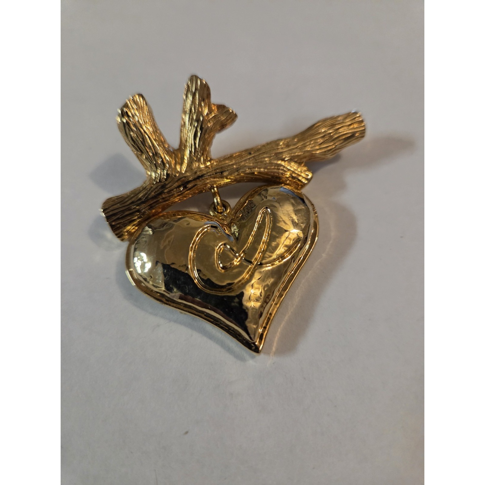 Vintage Christian Lacroix Gold Plated Heart Brooch